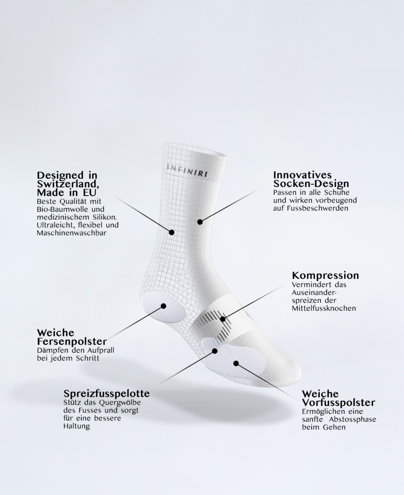 INFINIRI COMFORT Health Socks - Women / White