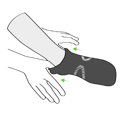 How to wear Infiniri supportive socks step three: pass the sock over the ankle